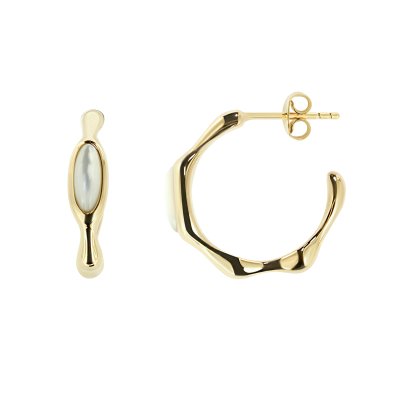 Sterling Silver Mother of Pearl Earrings Over 18K Yellow Gold Plated
