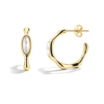 Sterling Silver Mother of Pearl Earrings Over 18K Yellow Gold Plated