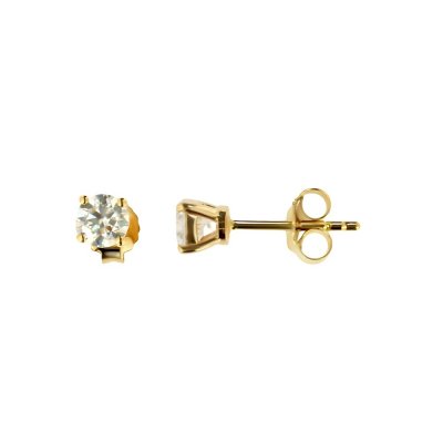 Sterling Silver Moissanite Stud Earrings Round 4.5 MM.