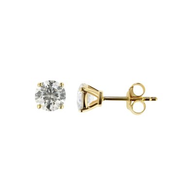 Sterling Silver Moissanite Stud Earrings Round 6 MM.
