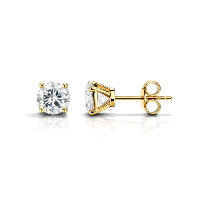 Sterling Silver Moissanite Stud Earrings Round 6 MM.