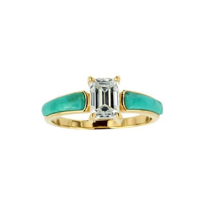 Sterling Silver Moissanite With Turquoise Ring