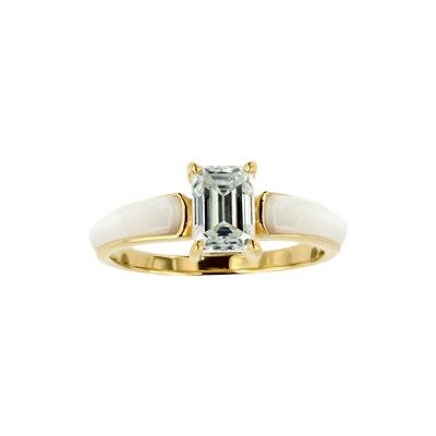 Sterling Silver Moissanite With MOP Ring