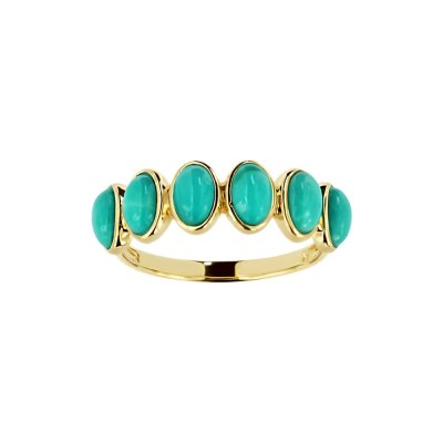 Sterling Silver Turquoise Ring Over 18K Yellow Gold Plated