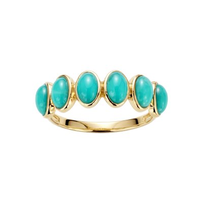 Sterling Silver Turquoise Ring Over 18K Yellow Gold Plated