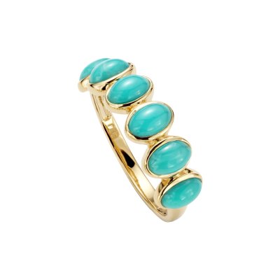 Sterling Silver Turquoise Ring Over 18K Yellow Gold Plated
