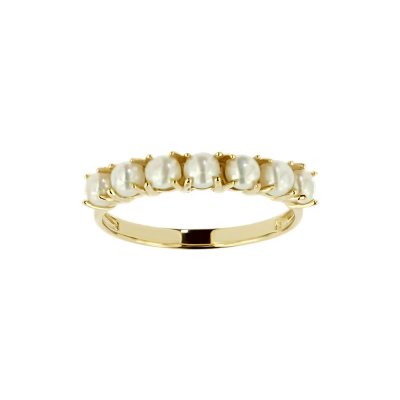 Sterling Silver Fresh Water Pearl Ring Over 18K Yellow Gold Plated