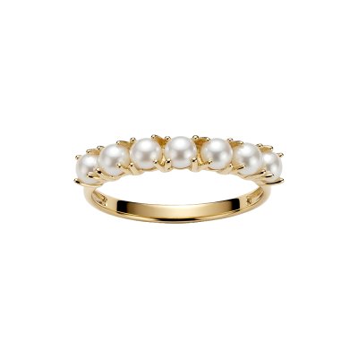 Sterling Silver Fresh Water Pearl Ring Over 18K Yellow Gold Plated