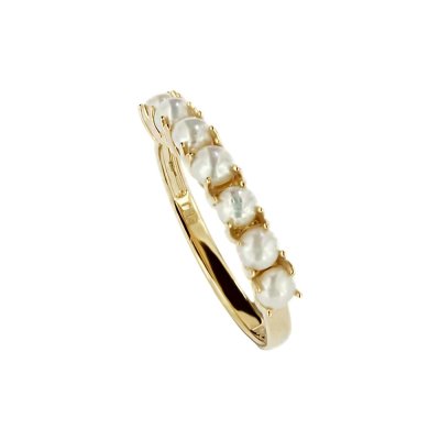Sterling Silver Fresh Water Pearl Ring Over 18K Yellow Gold Plated