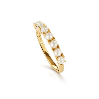 Sterling Silver Fresh Water Pearl Ring Over 18K Yellow Gold Plated
