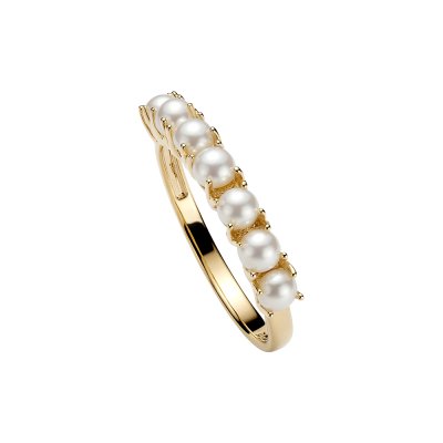 Sterling Silver Fresh Water Pearl Ring Over 18K Yellow Gold Plated