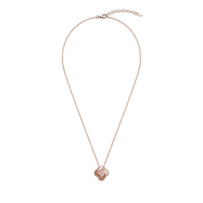 Sterling Silver Pink Morganite & Pink Shell Pendant Over 18K Rose Gold Plated