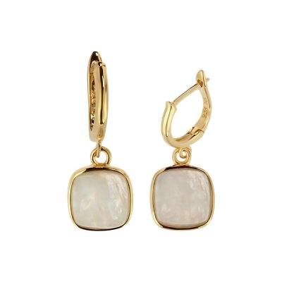 Sterling Silver Rainbow Moonstone Earrings Over 18K Yellow Gold Plated
