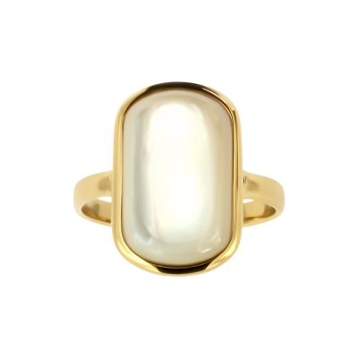 Sterling Silver Mother of Pearl Ring Over 18K Yellow Gold Plated