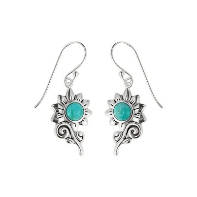 Sterling Silver Turquoise Sunflower Earrings