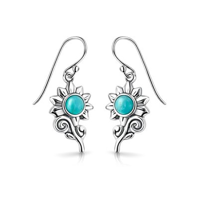 Sterling Silver Turquoise Sunflower Earrings