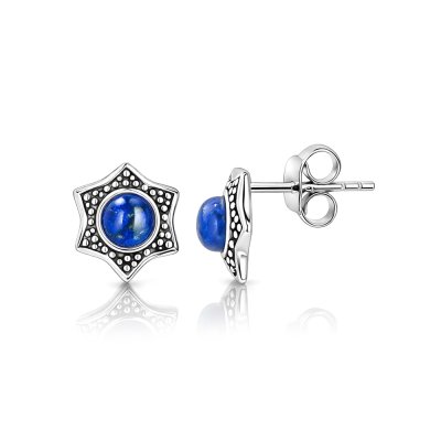 Sterling Silver Lapis Lazuli Star Earrings