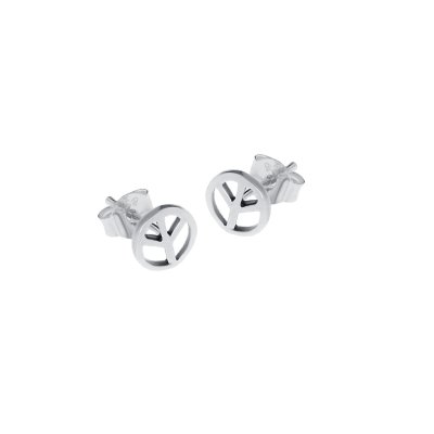 Sterling Silver Peace Sign Stud Earrings