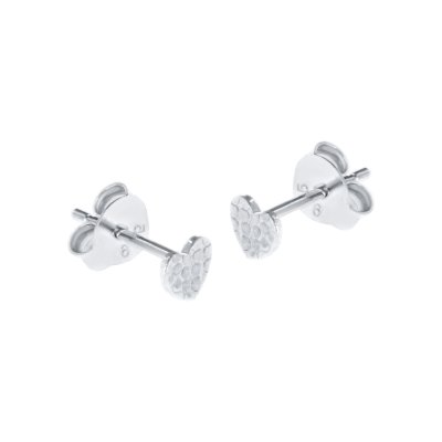 Sterling Silver Heart Hammer Stud Earrings