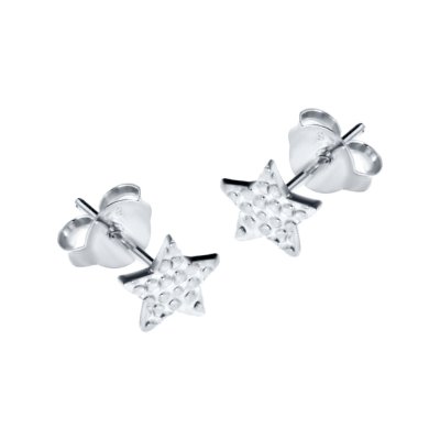 Sterling Silver Star Hammer Stud Earrings