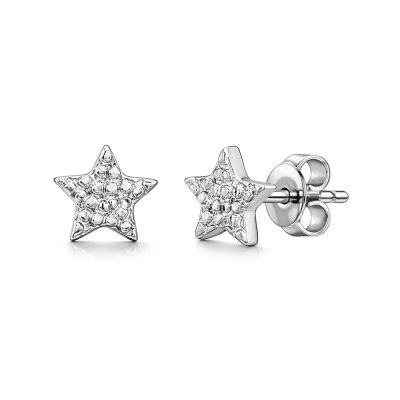Sterling Silver Star Hammer Stud Earrings