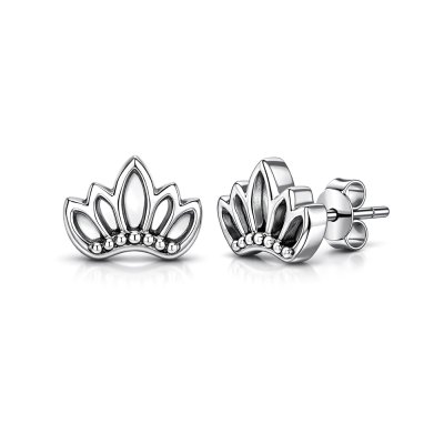 Sterling Silver Crown Crown Jewelry Stud Earrings