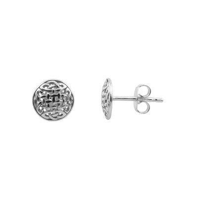Sterling Silver Trends Round Celtic Knot Elegant Stud Earrings