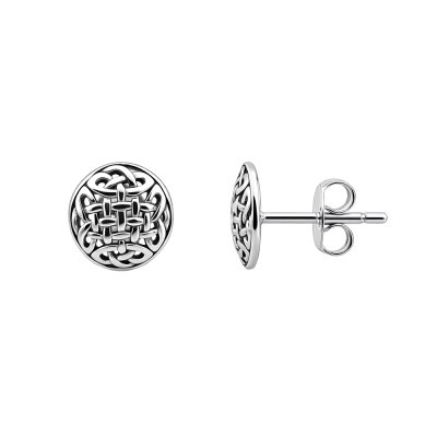Sterling Silver Trends Round Celtic Knot Elegant Stud Earrings