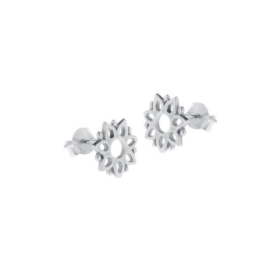 Sterling Silver Mandala Flower Stud Earrings
