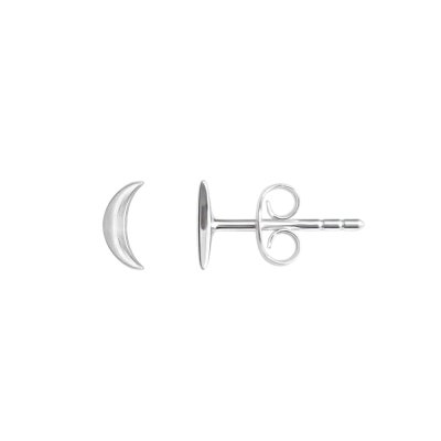 Sterling Silver Moon Stud Earrings