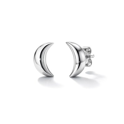 Sterling Silver Moon Stud Earrings