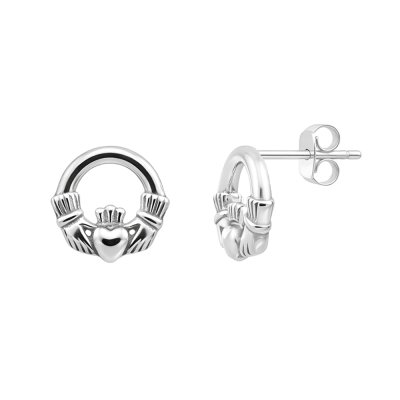 Sterling Silver Claddagh Stud Earrings