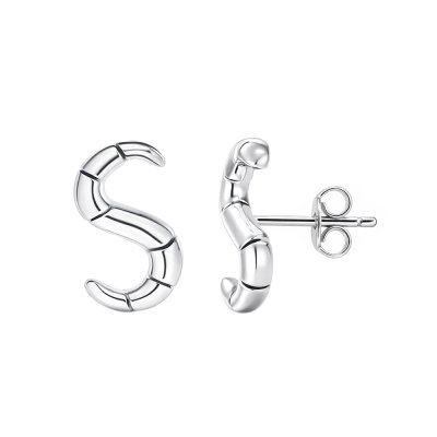 Sterling Silver Letter S Initial Stud Earrings