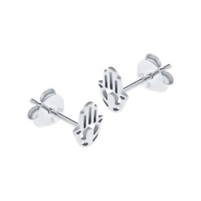 Sterling Silver Hamsa Hand Stud Earrings