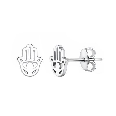 Sterling Silver Hamsa Hand Stud Earrings