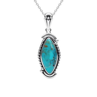 Sterling Silver Turquoise Pendant with Chain 18 Inches