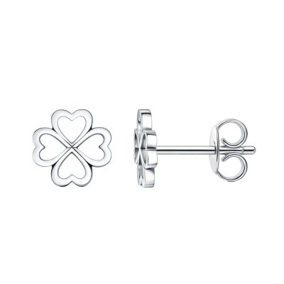 Sterling Silver Four-Leaf Clover Stud Earrings