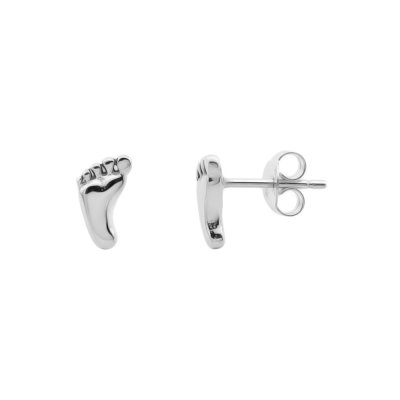 Sterling Silver Baby Footprint Stud Earrings