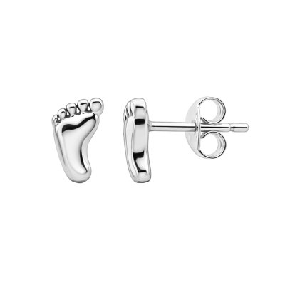 Sterling Silver Baby Footprint Stud Earrings