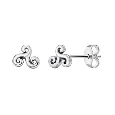 Sterling Silver Triple Spiral Stud Earrings