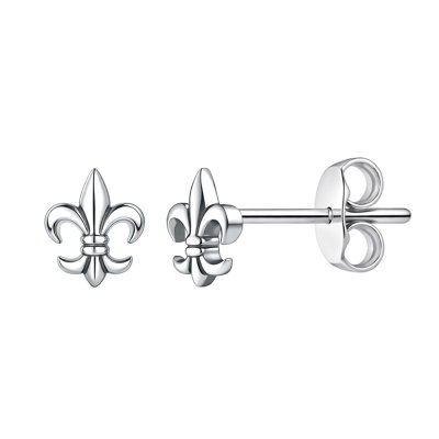Sterling Silver Fleur de Lis Stud Earrings