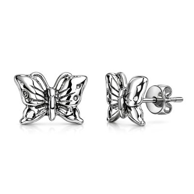 Sterling Silver Butterfly Stud Earrings