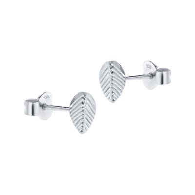 Sterling Silver Leaf Stud Earrings