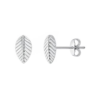 Sterling Silver Leaf Stud Earrings