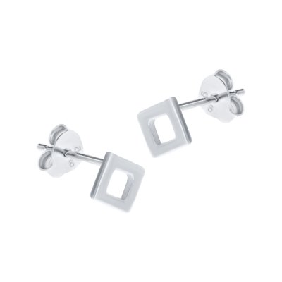 Sterling Silver Open  Square Stud Stud Earrings