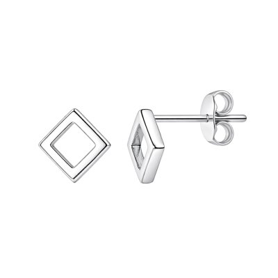 Sterling Silver Open  Square Stud Stud Earrings