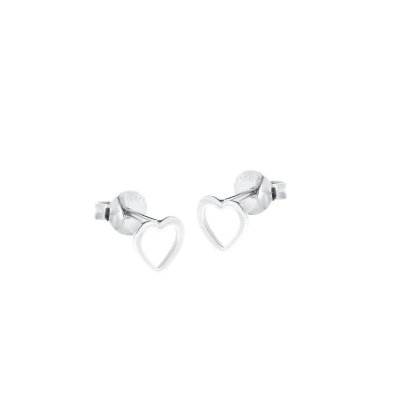 Sterling Silver Open Heart Stud Earrings