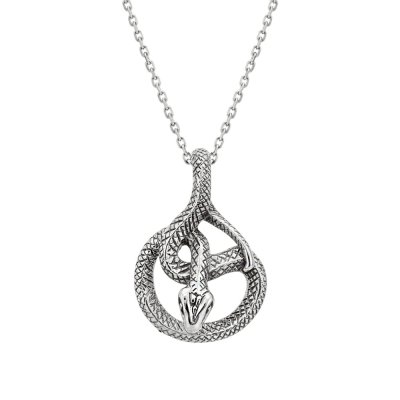 Sterling Silver Detailed Coil Cobra Pendant With Chain 18 Inches