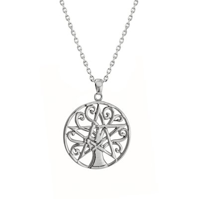 Sterling Silver Filigree Tree of Life Pendant With Chain 18 Inches
