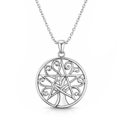Sterling Silver Filigree Tree of Life Pendant With Chain 18 Inches